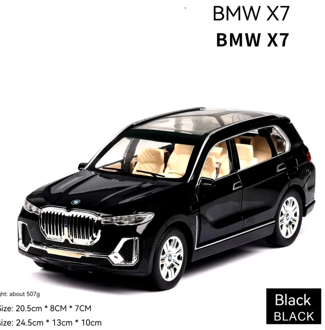 Метална кола с отварящи се врати капаци светлини и звуци BMW X7 1:24