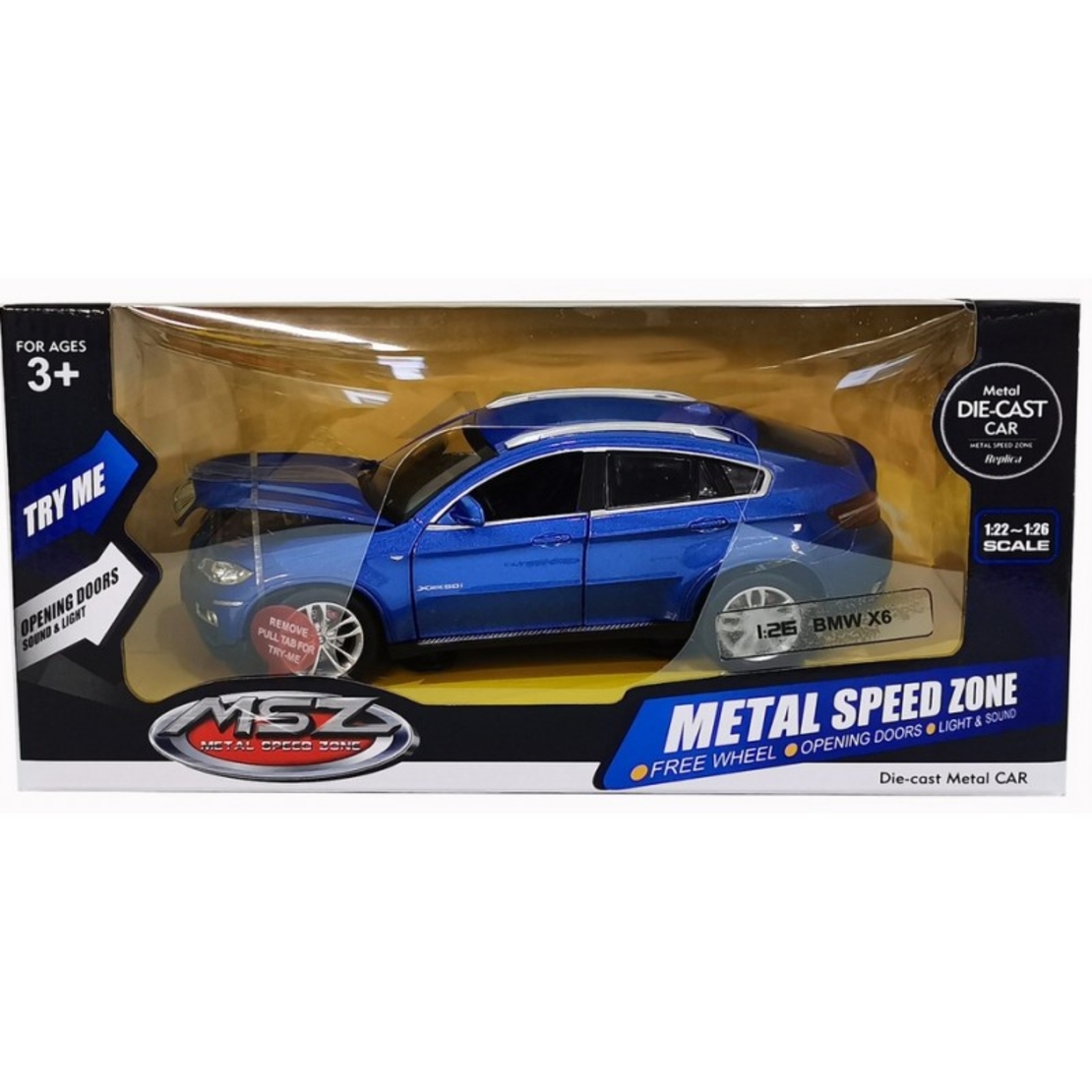 Метална кола с отварящи се врати и капаци MSZ BMW X6 1:24