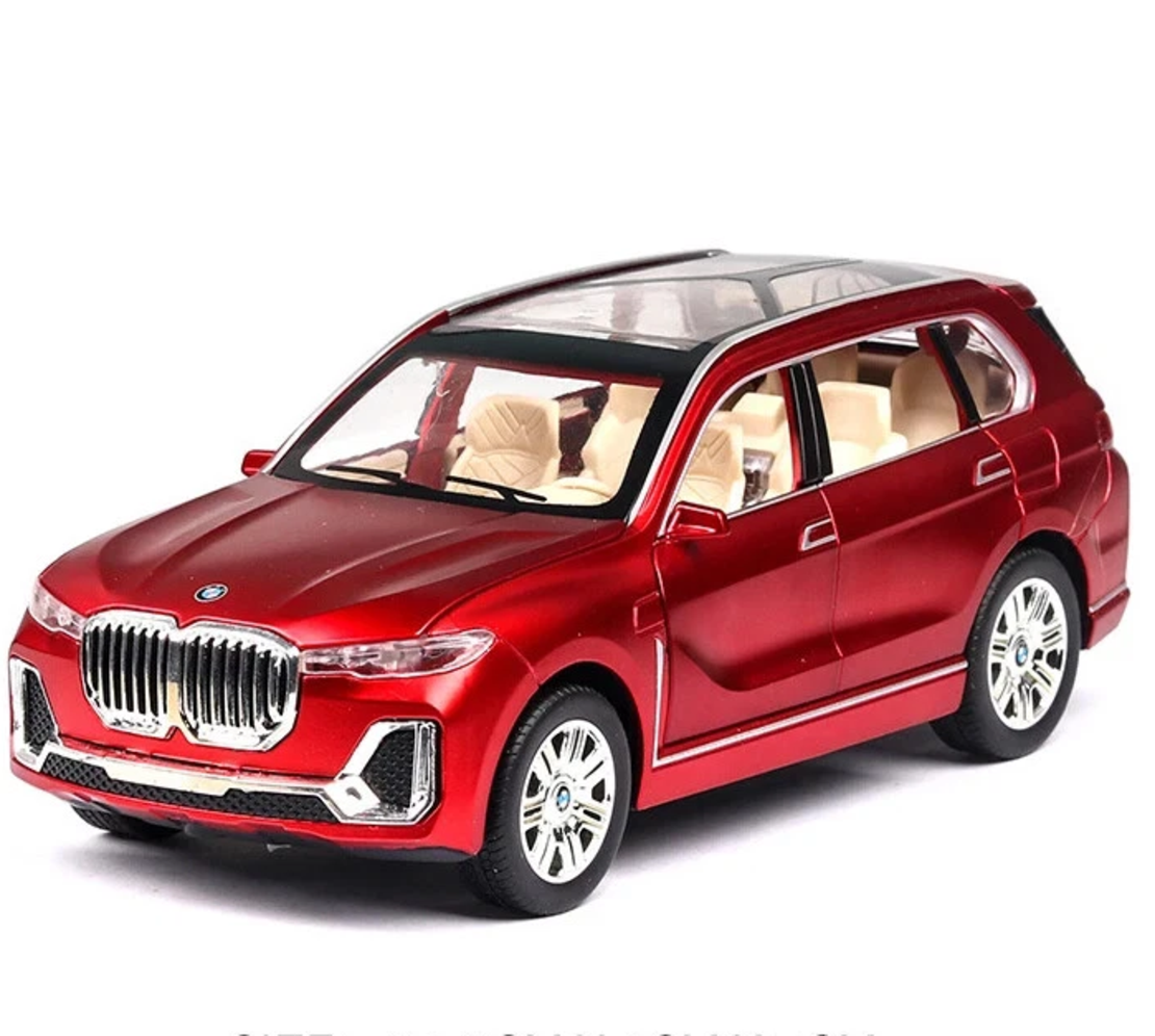Метална кола с отварящи се врати капаци светлини и звуци BMW X7 1:24