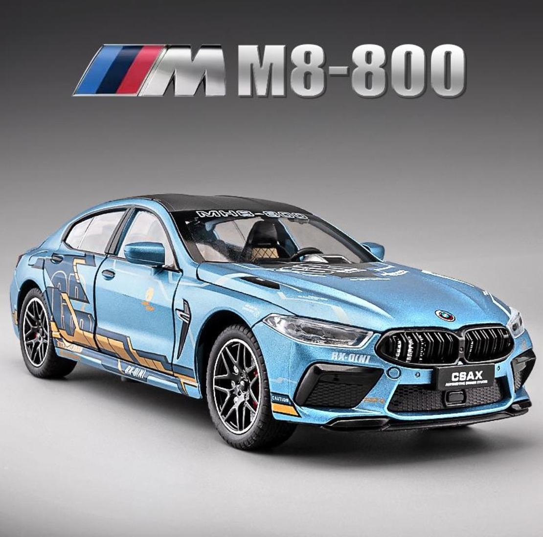 Метална кола с отварящи се врати капаци светлини и звуци BMW M8 MANHART 1:24