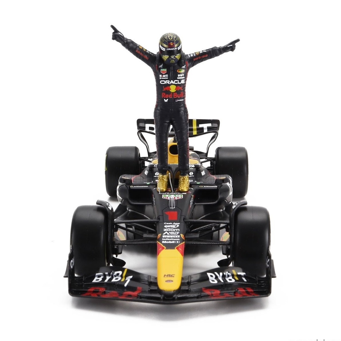 Метална кола Team Oracle Red Bull Racing RB19 Max Verstappen Formula 1 World Champion 2023 with standing pilot figure -  1:24