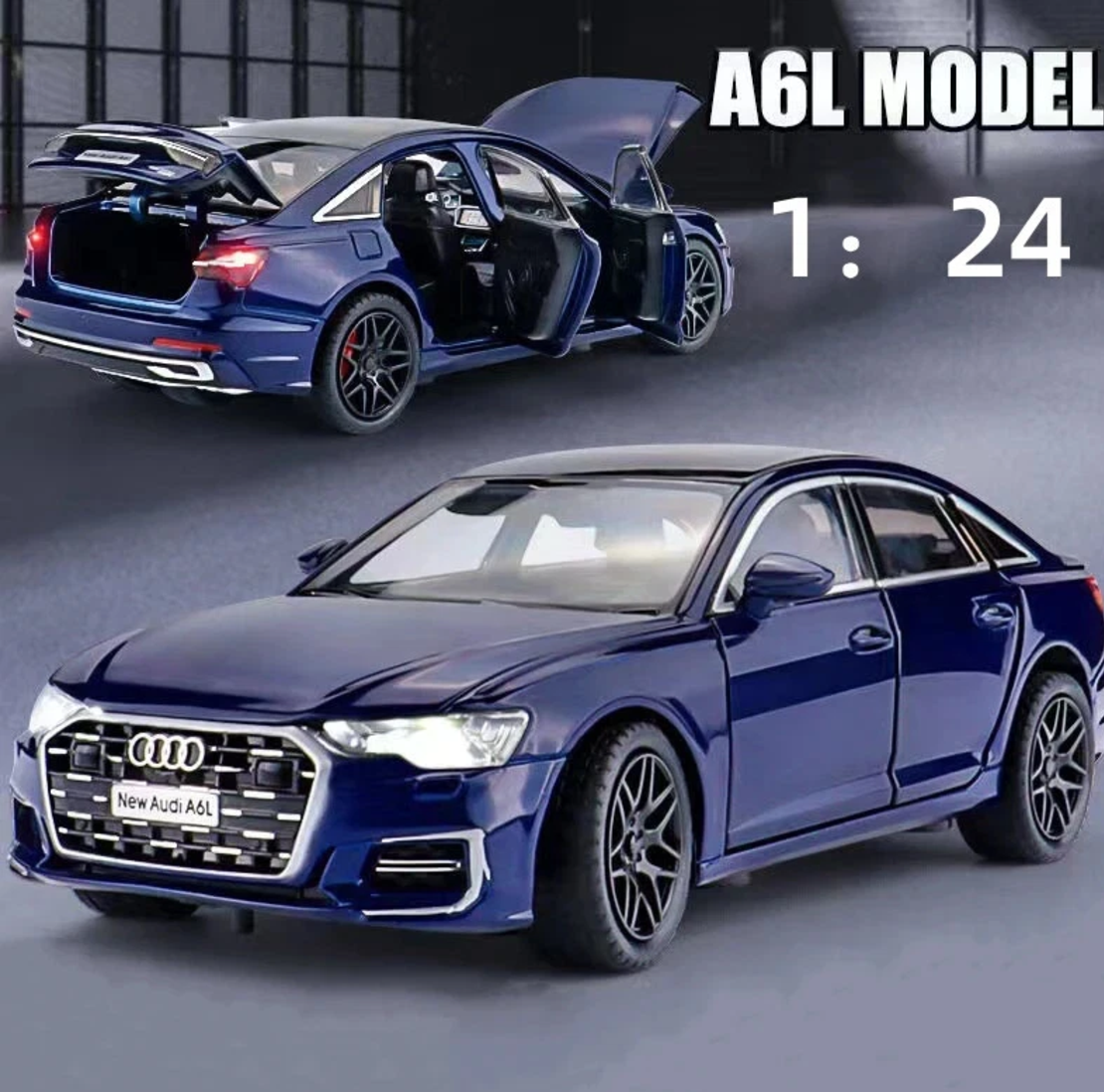 Метална кола с отварящи се врати светлини и звуци Audi A6L 1:24