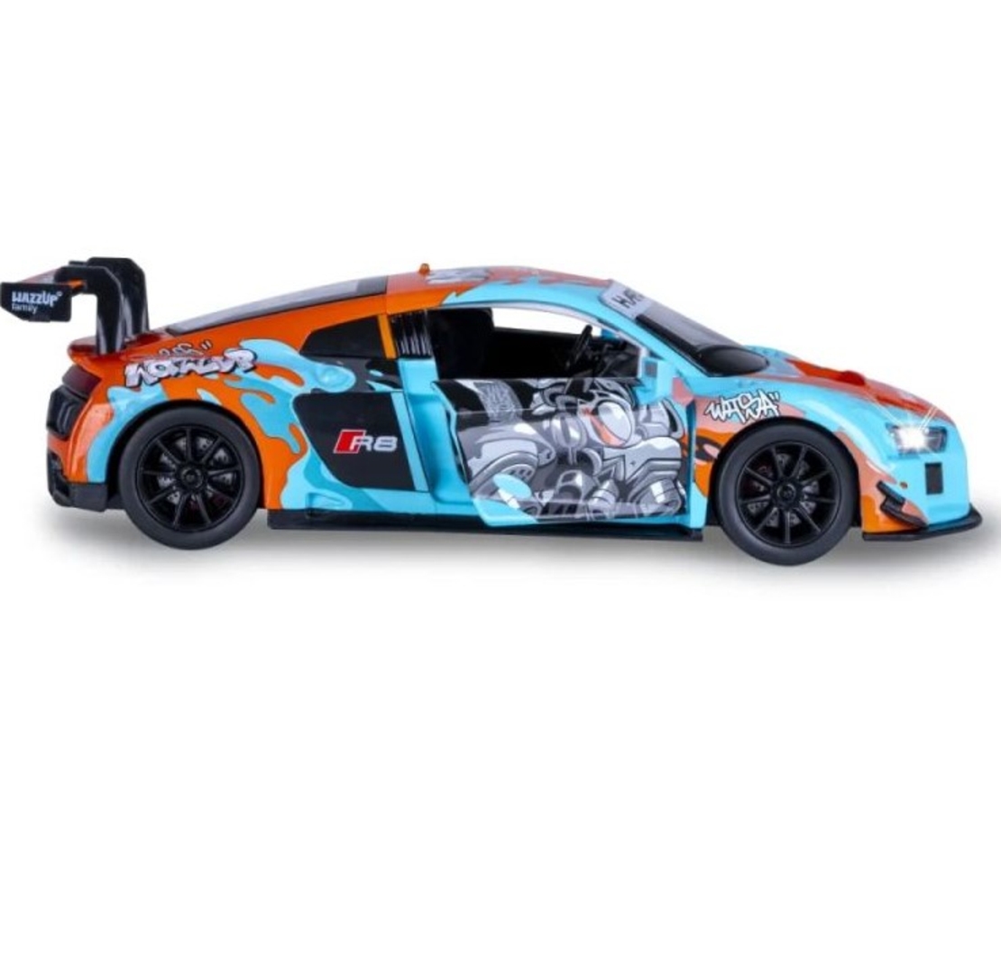 Метална кола с отварящи се врати и капаци светлини и звуци MSZ AUDI R8 LMS 1:24