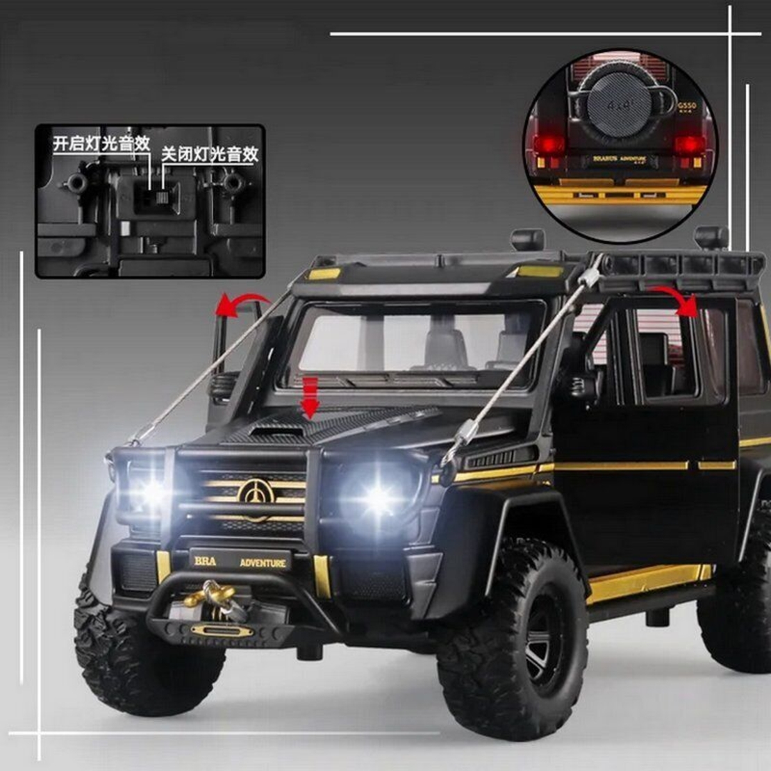 Метален джип с отварящи се врати светлини и звуци Mercedes-Benz Brabus G550 Adventure 4X4 1:24