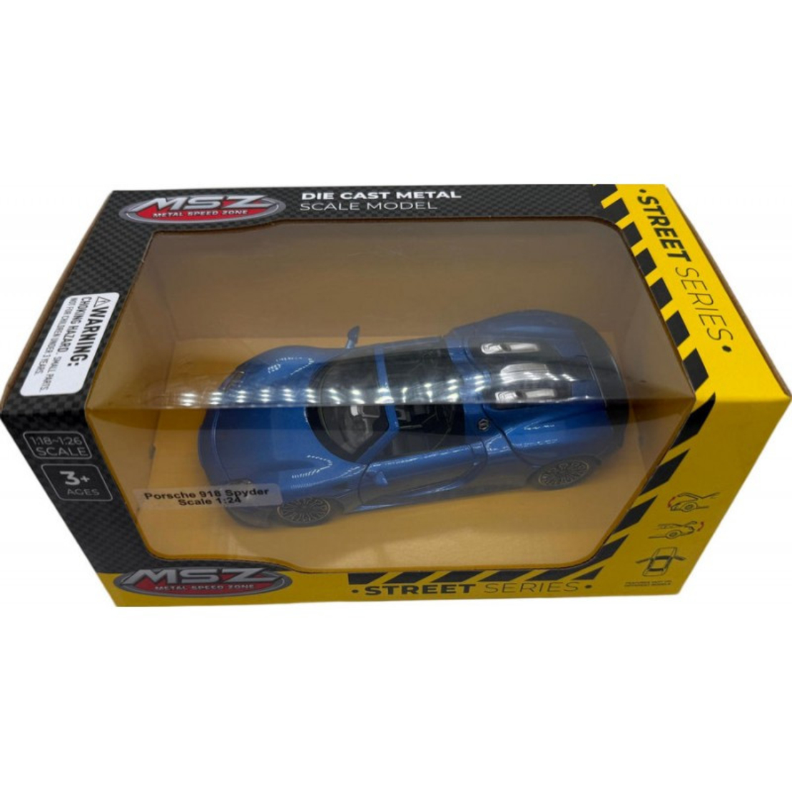 Метална кола с отварящи се врати и капаци MSZ PORSCHE 918 SPYDER 1:24