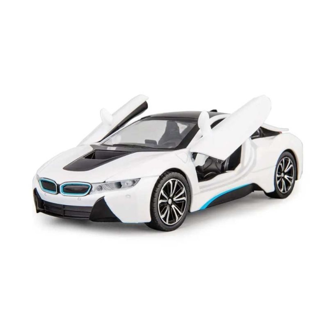 Метална кола с отварящи се врати и капаци светлини и звуци BMW i8 1:24