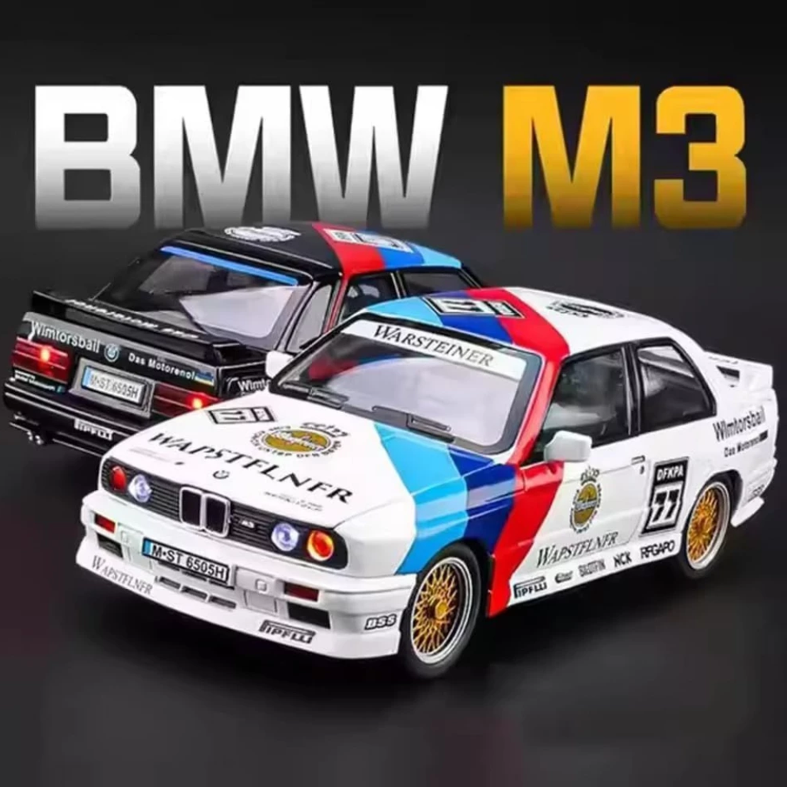 Метална кола с отварящи се врати капаци светлини и звуци BMW M3 E30 DTM 1:24
