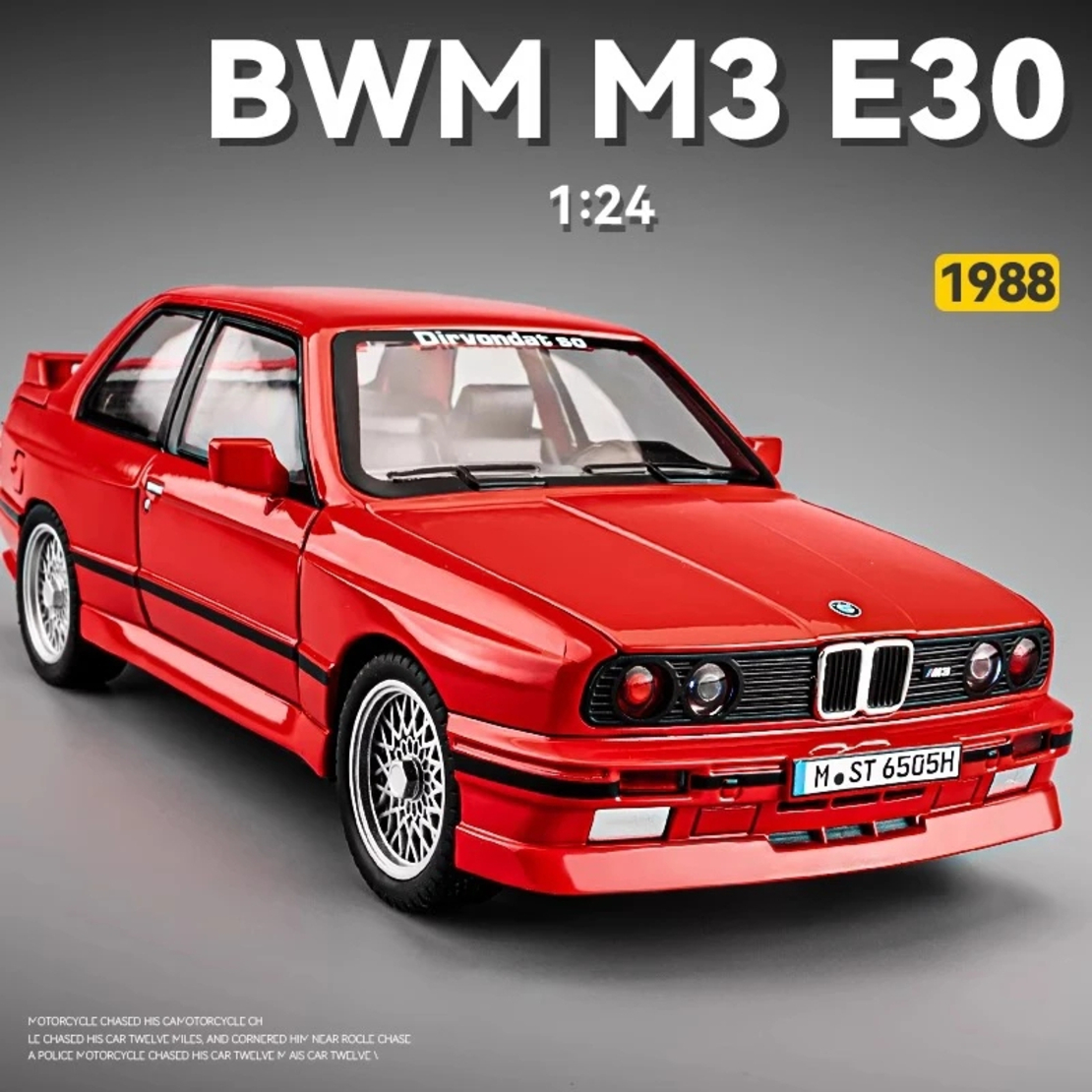Метална кола с отварящи се врати капаци светлини и звуци BMW M3 E30 1:24
