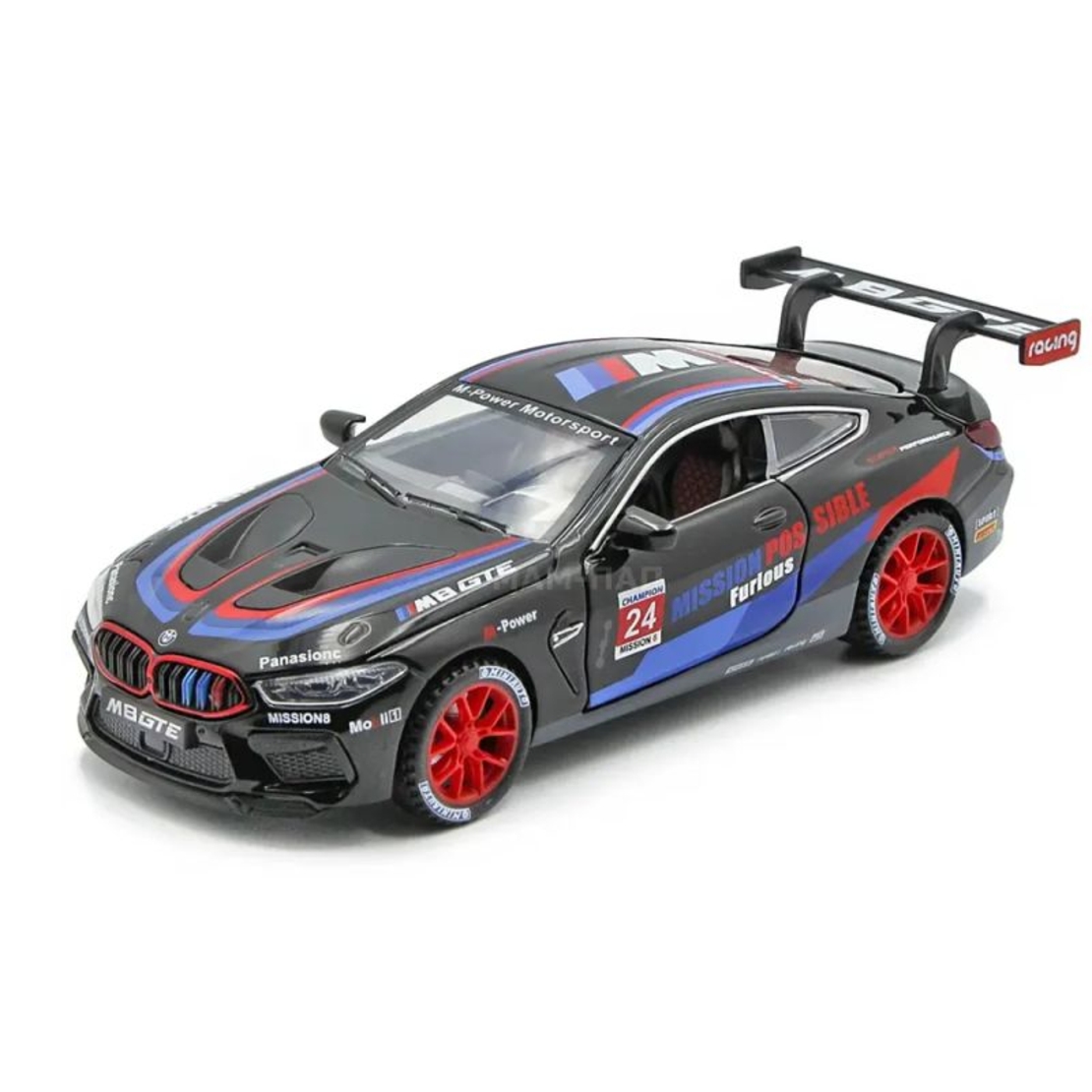 Метална кола с отварящи се врати капаци светлини и звуци BMW M8 1:24
