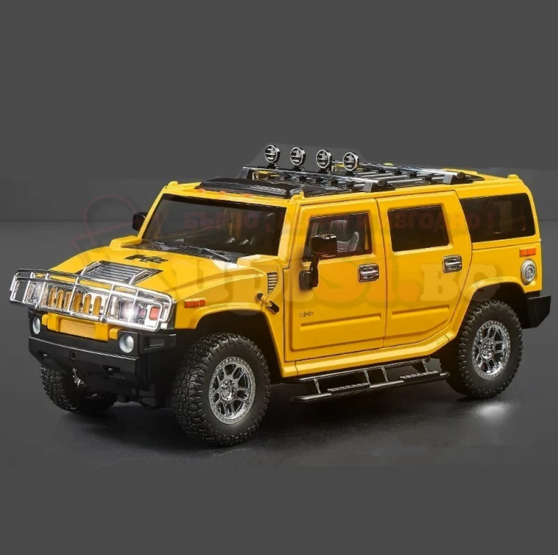 Метален джип с отварящи се врати капаци светлини и звуци Hummer H2 1:18