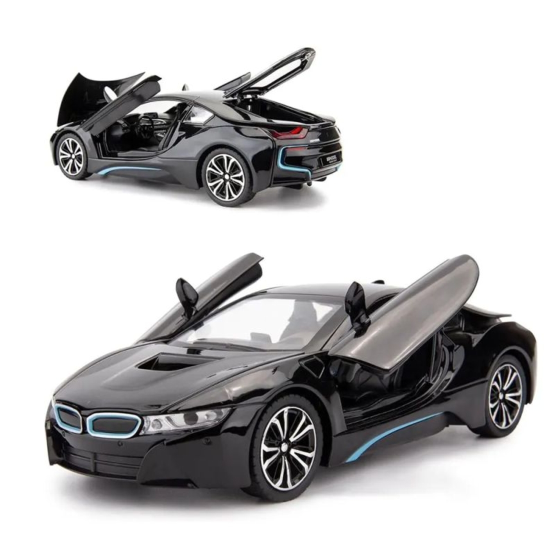 Метална кола с отварящи се врати и капаци светлини и звуци BMW i8 1:24
