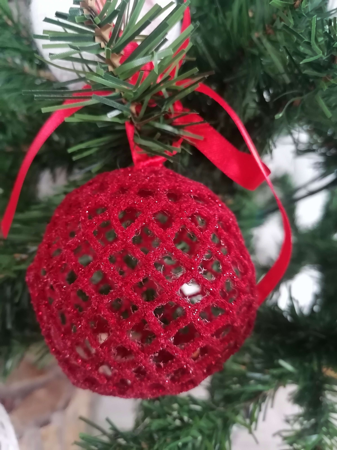 Коледна топка червена