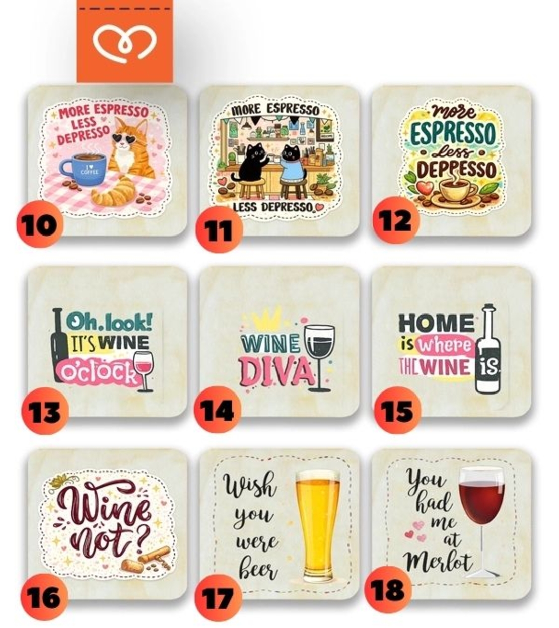 Подложки за чаши с надпис – дървени подложки за бира и вино | Забавен подарък комплект