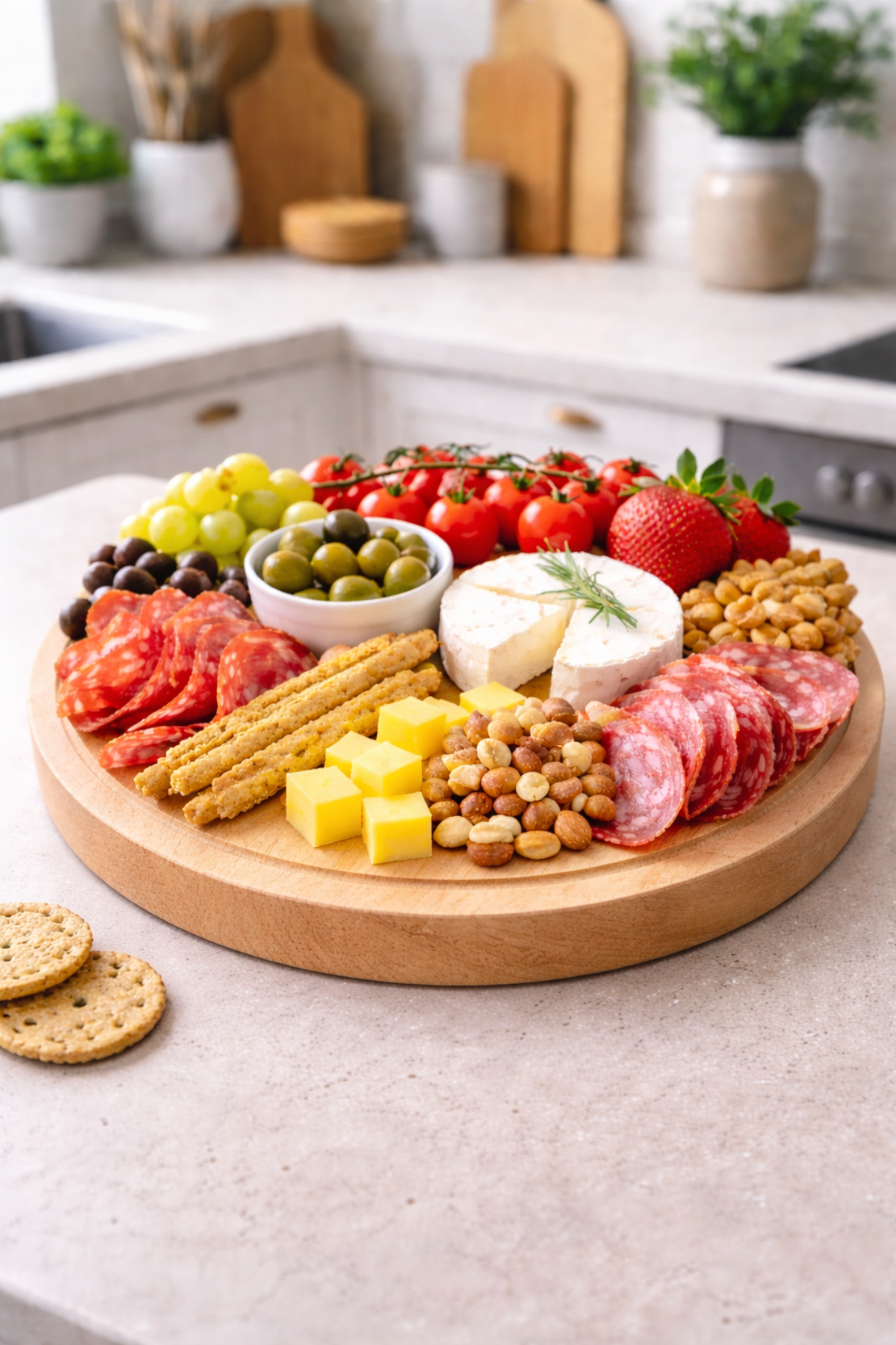 Дъска за мезета с надпис – кръгла дъска от бук |  подарък за мъж