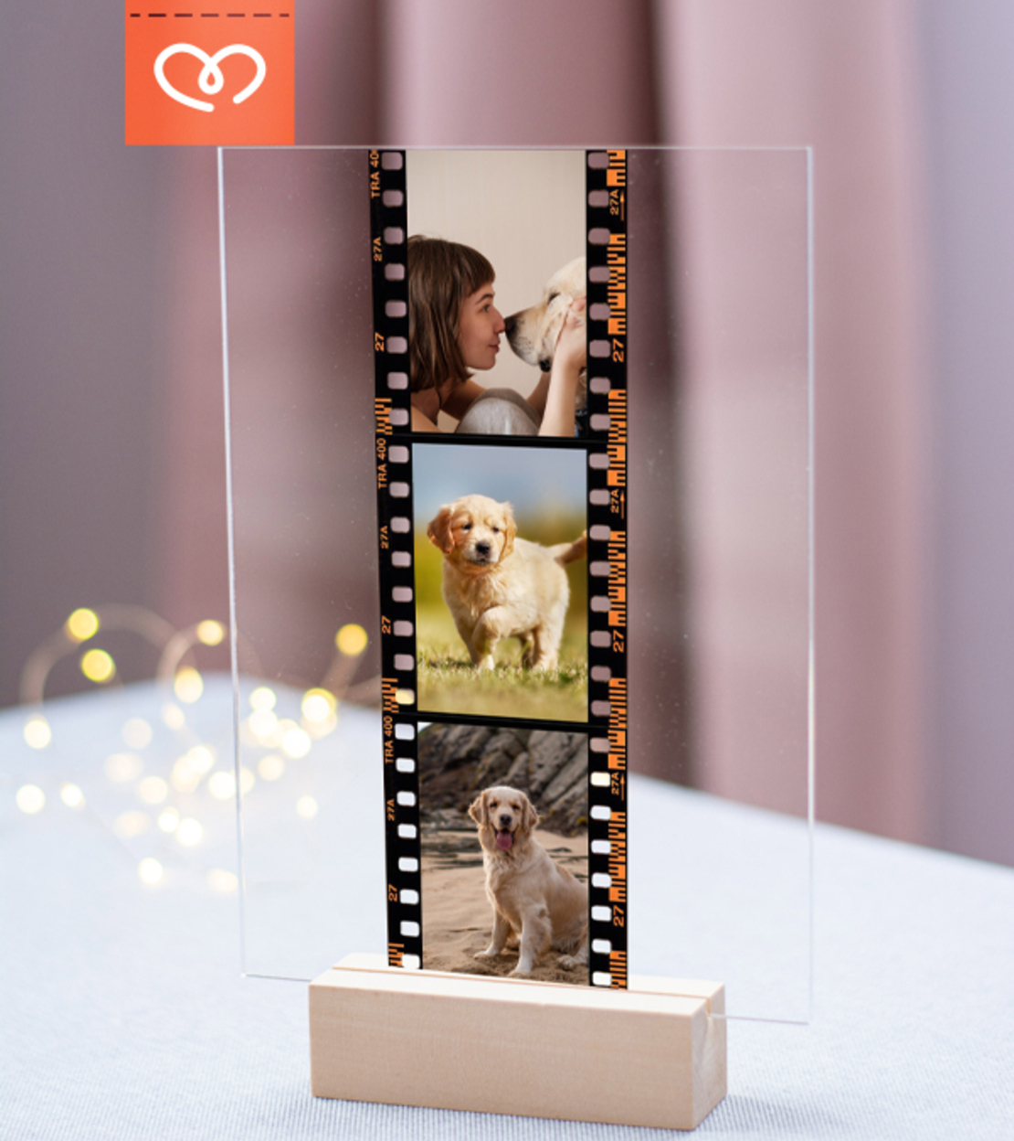 Персонализиран Плакет с Ретро Фото Лента – Колаж с 3 Снимки