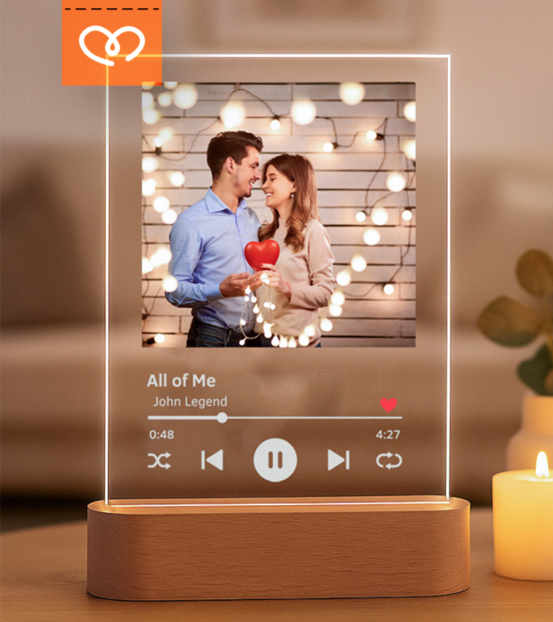 LED лампа с любима песен и снимка | Персонализиран подарък