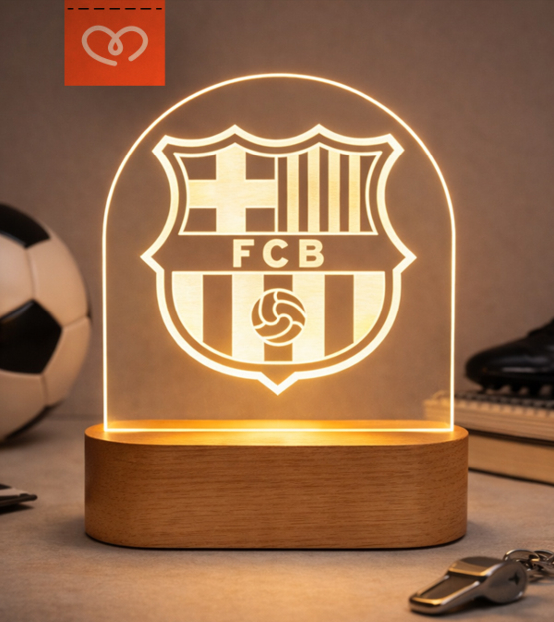 Лампа с логото на ФК Барселона – подарък за футболен фен