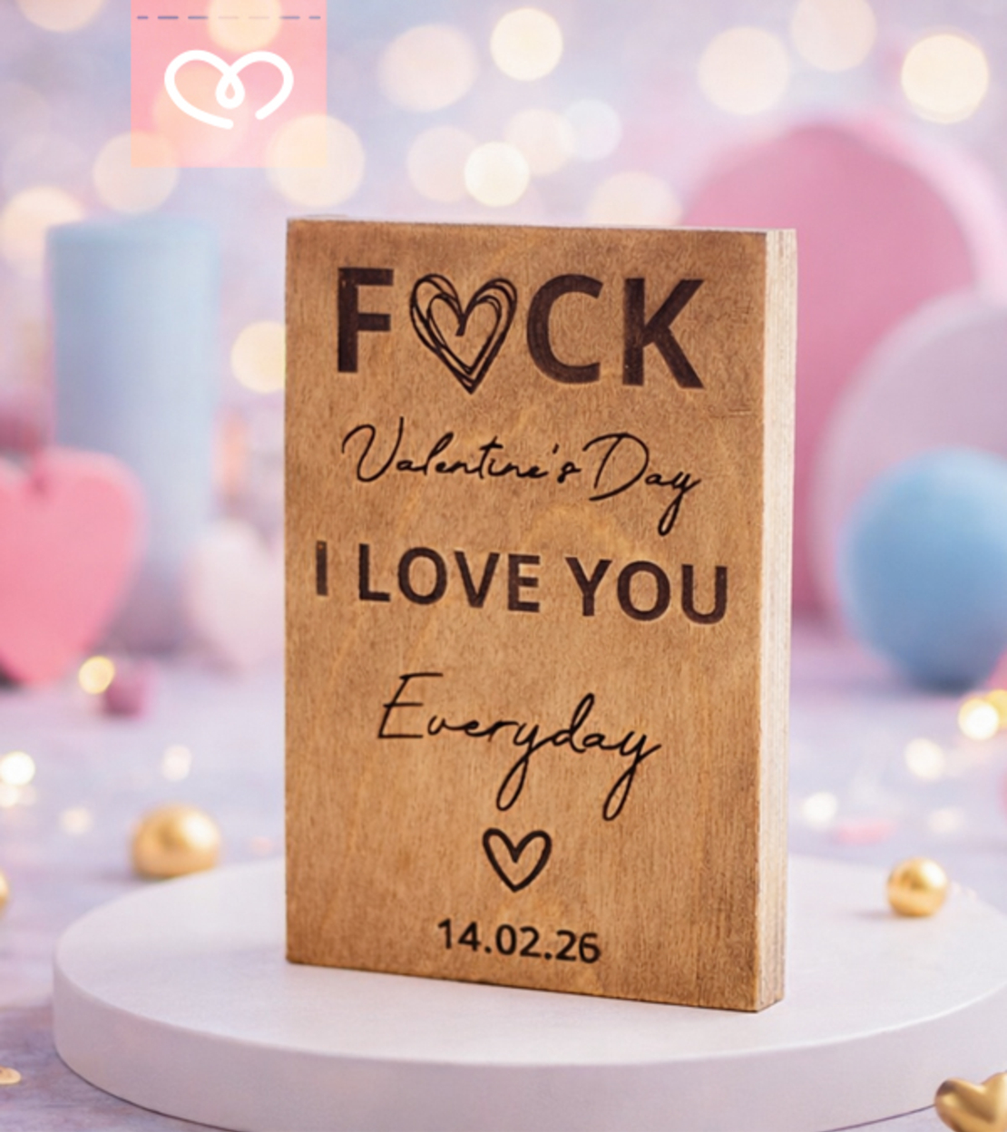Романтична дървена табела за Свети Валентин подарък за влюбени