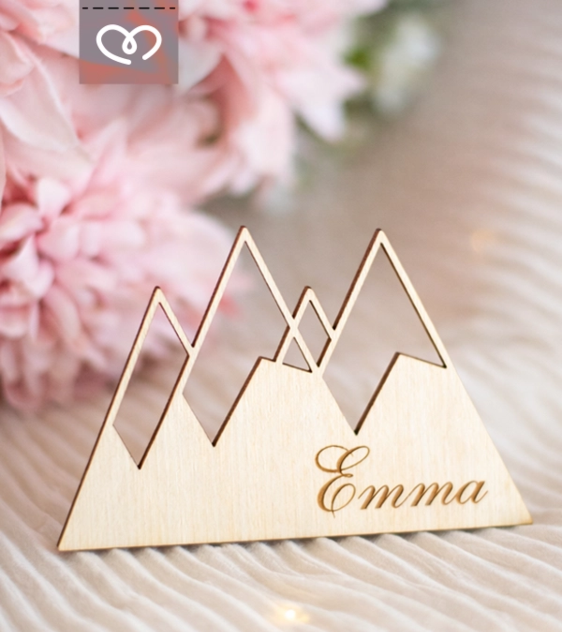 Табелки с имена за сватба – декорация за маса и подарък за гости - планина
