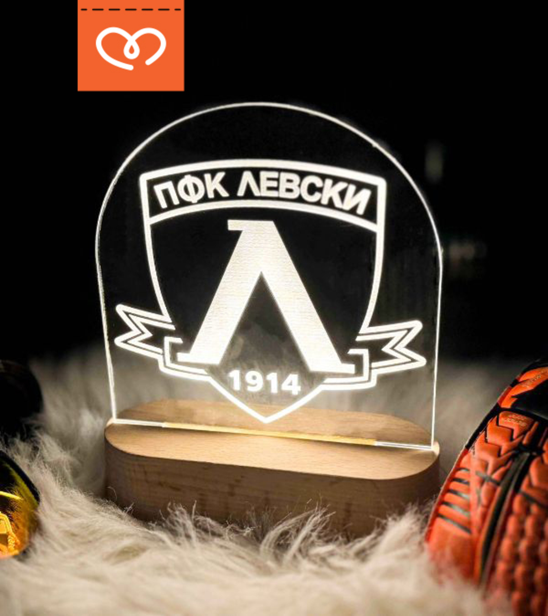 Лампа с логото на ПФК Левски  Персонализиран Подарък за Фенове Левски  Отбор