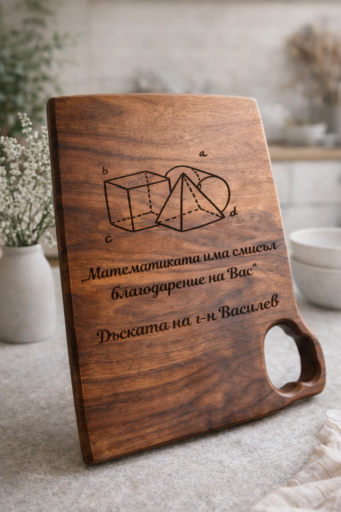Подарък за учител по математика | Дървена дъска с надпис – подарък за господин при завършване