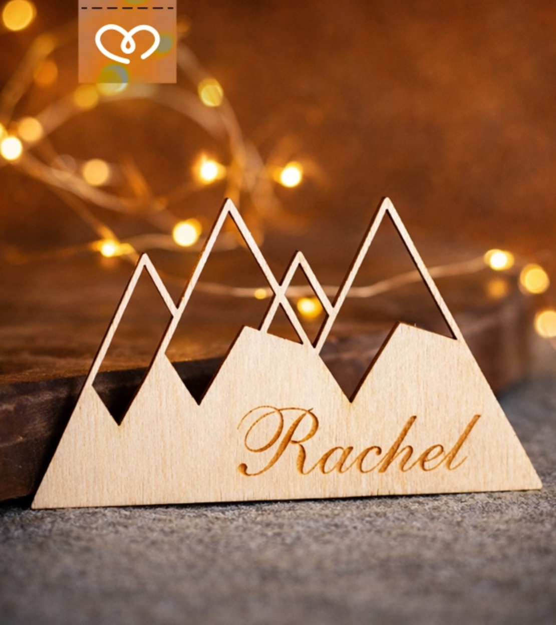 Табелки с имена за сватба – декорация за маса и подарък за гости - планина