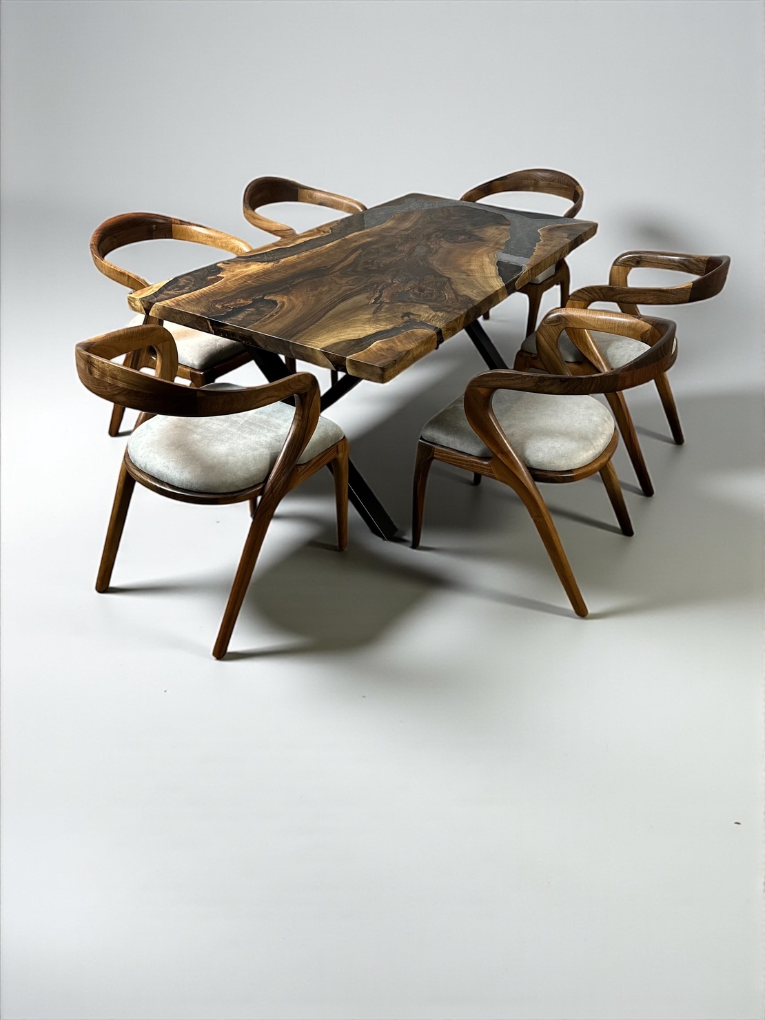 Луксозна орехова маса с епоксид – 180×90 см