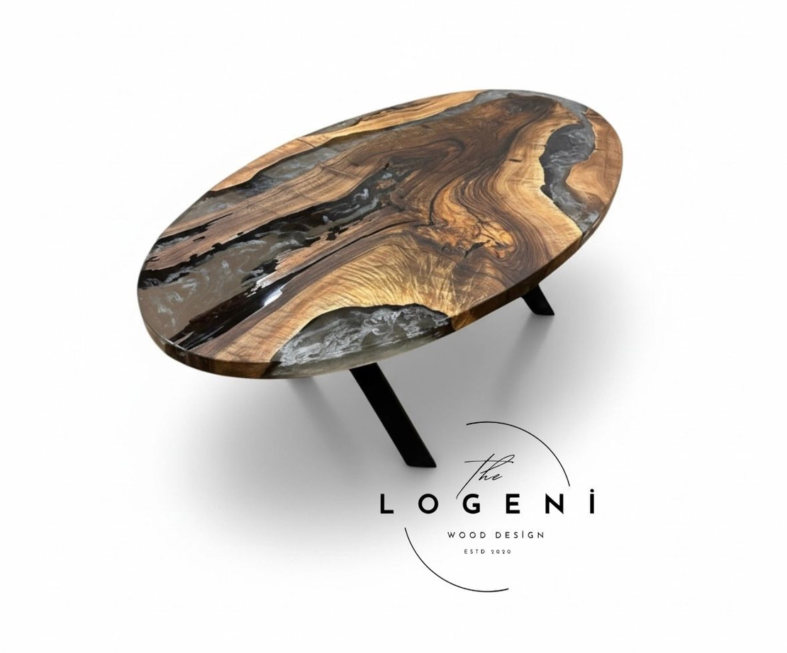Епоксидна маса от масивно дърво – Oval | LogeniWood