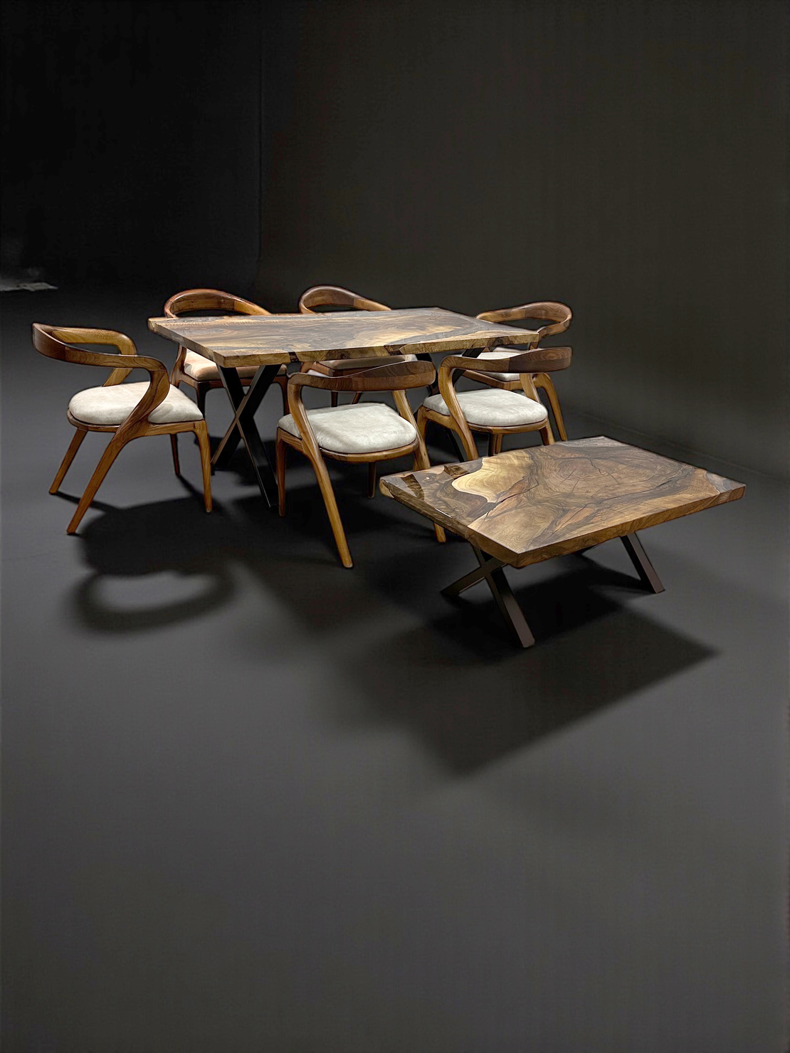 Луксозна орехова маса с епоксид – 180×90 см