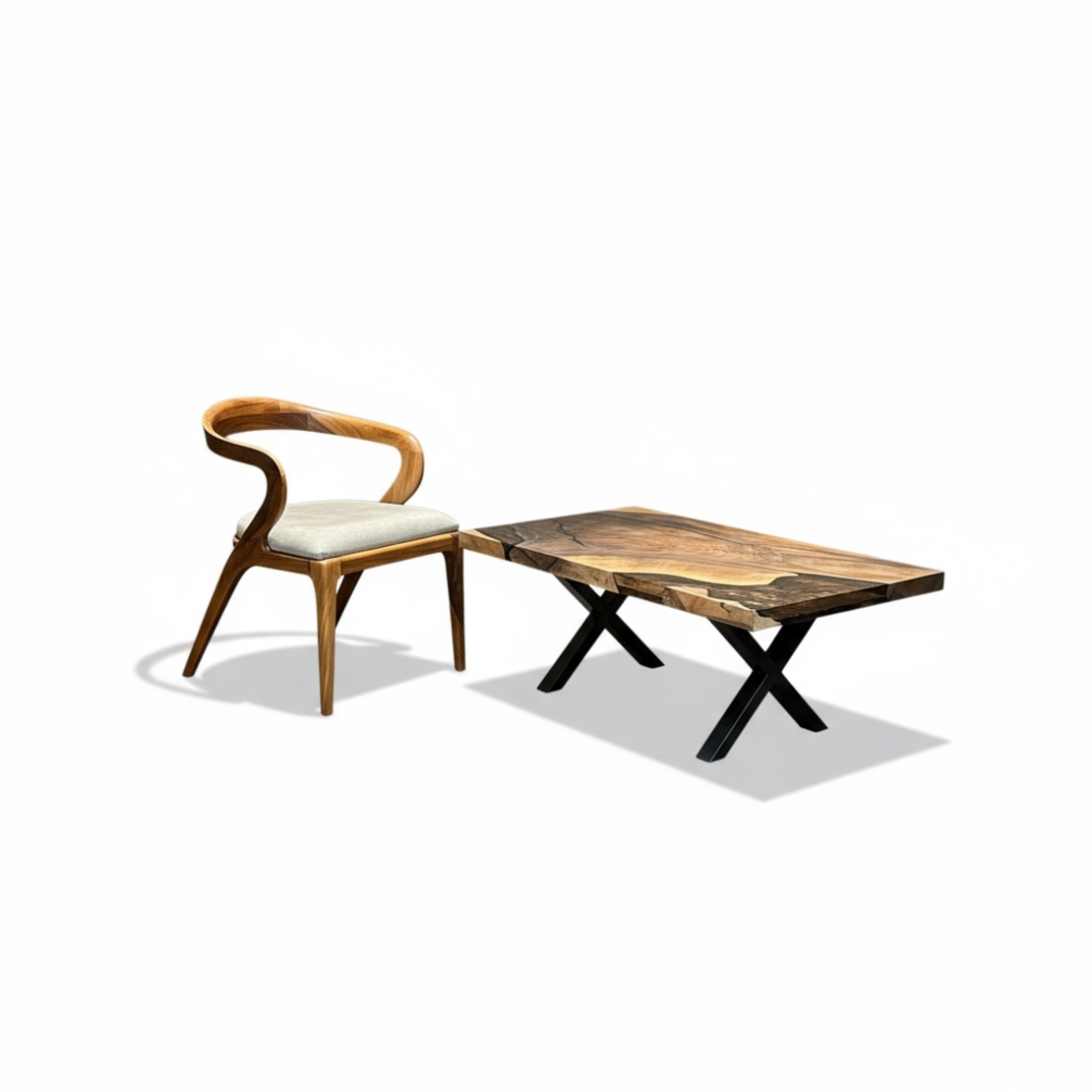 Луксозна холна маса от орех с епоксид – 120×70 см