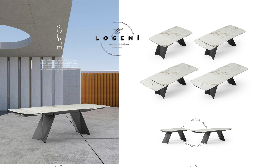 VOLARE – дизайнерска маса с керамичен плот