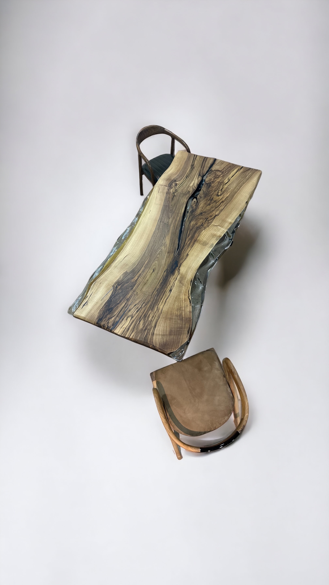 ръчно изработена прозрачна епоксидна маса от орех – 200/100 см