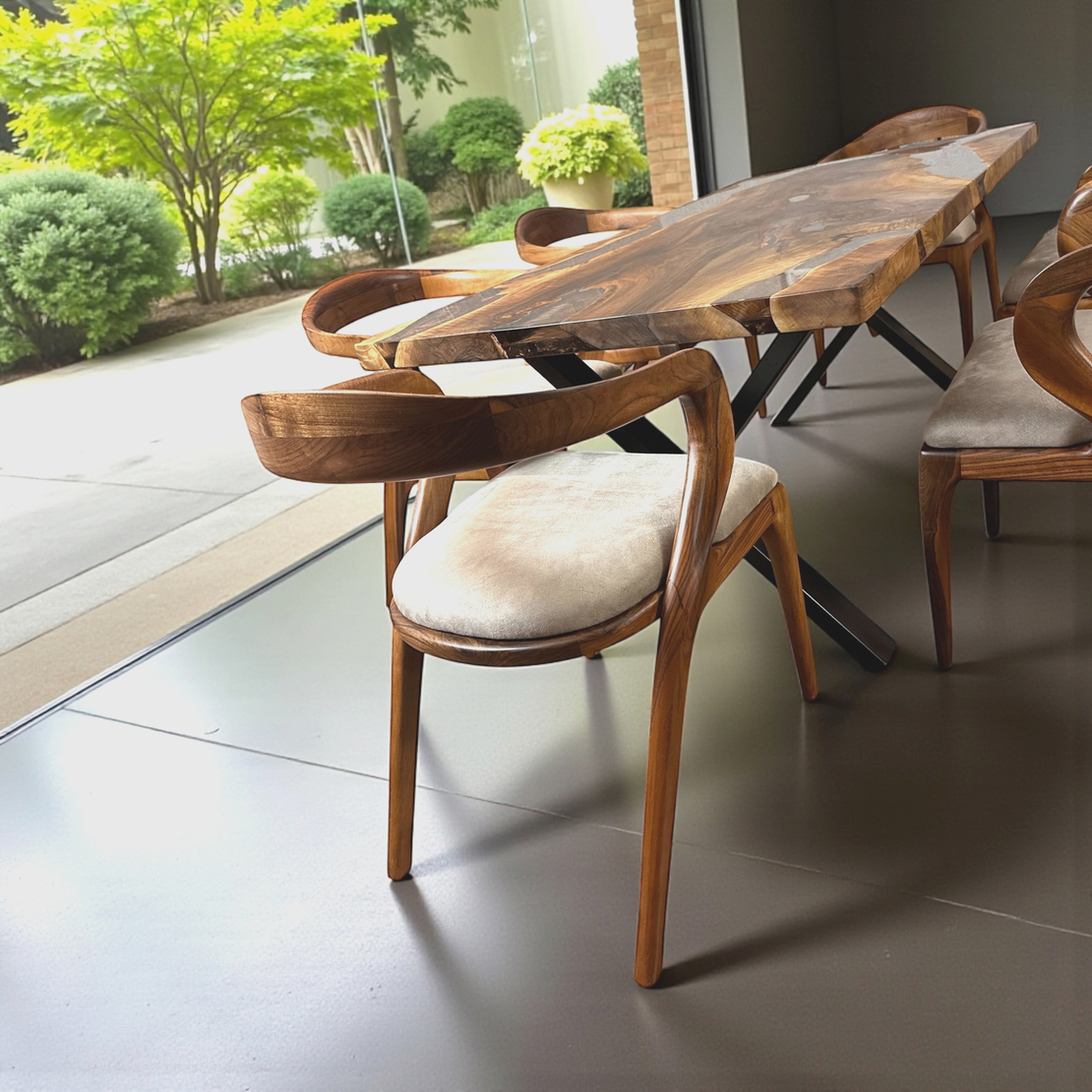 Луксозна орехова маса с епоксид – 180×90 см