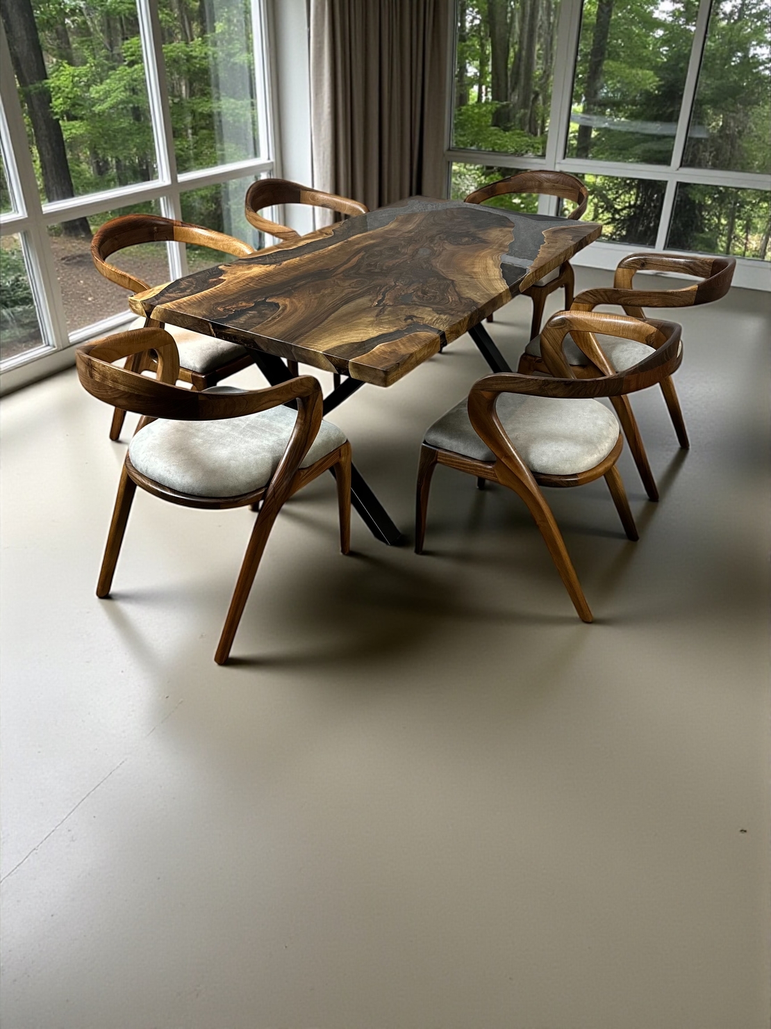 Луксозна орехова маса с епоксид – 180×90 см