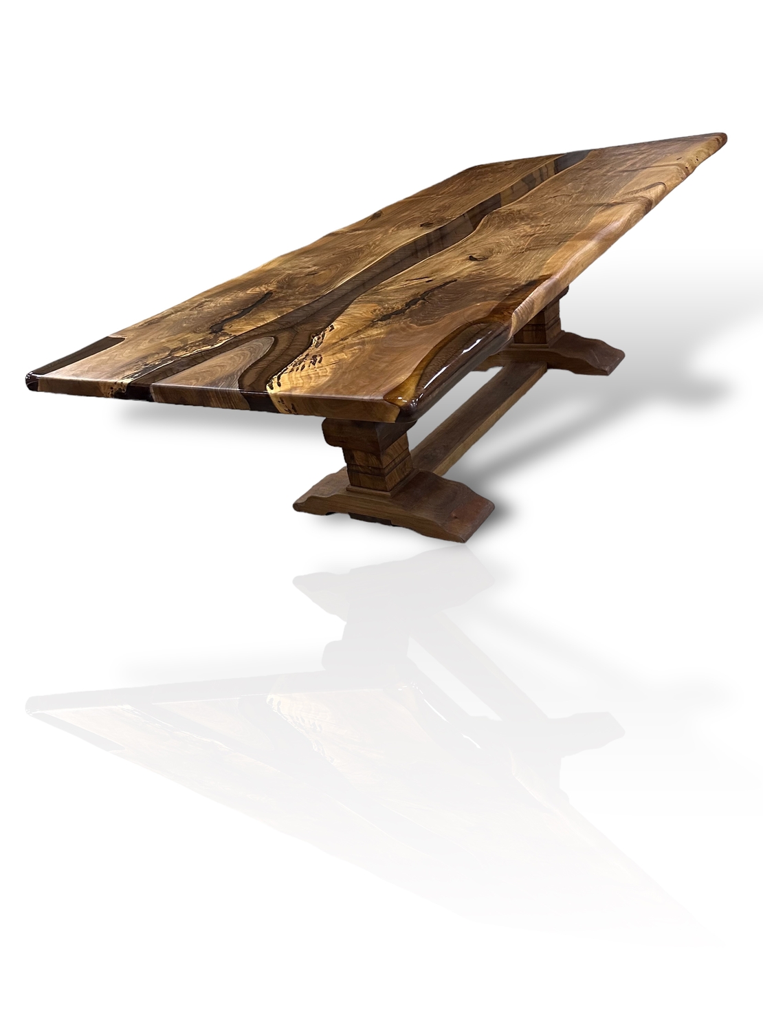 Ръчно изработена маса от масивно дърво Live Edge с естествени цепнатини