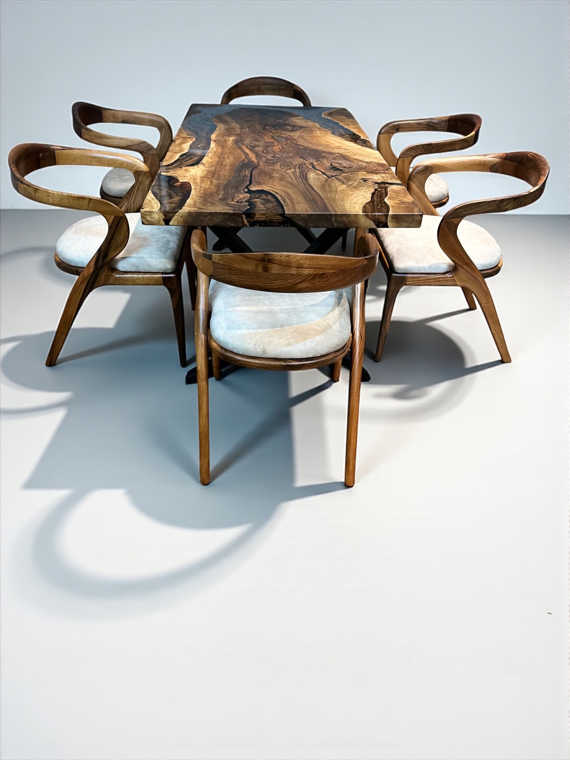 Луксозна орехова маса с епоксид – 180×90 см