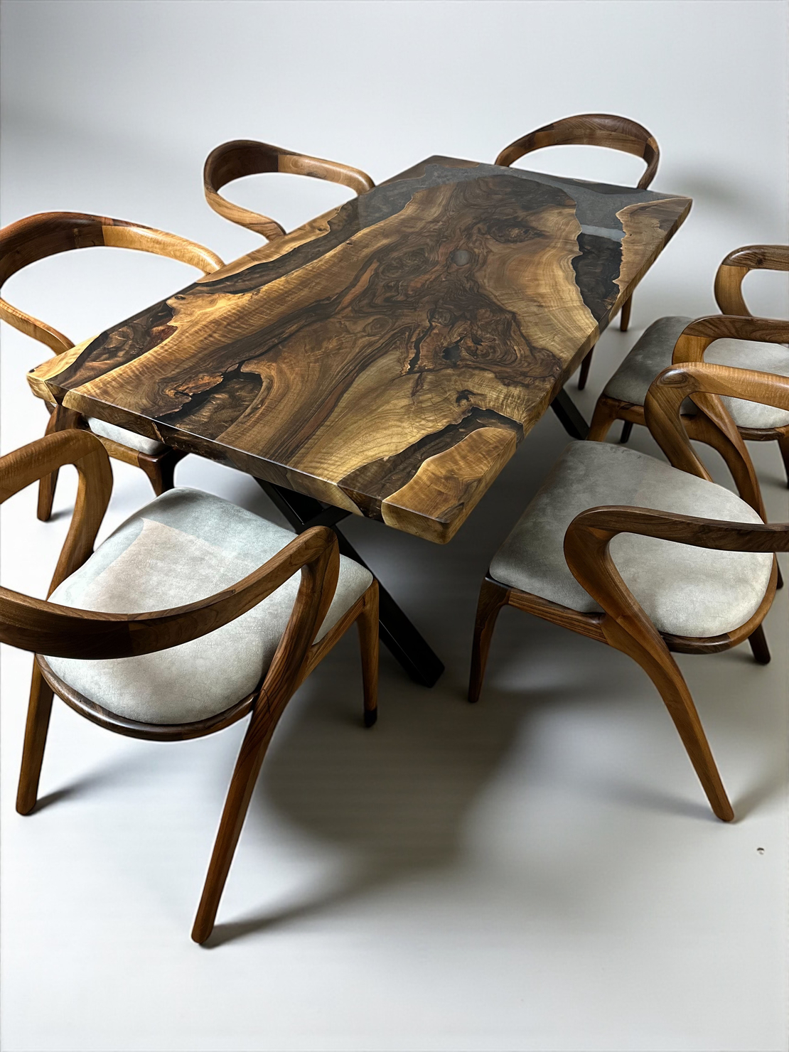 Луксозна орехова маса с епоксид – 180×90 см