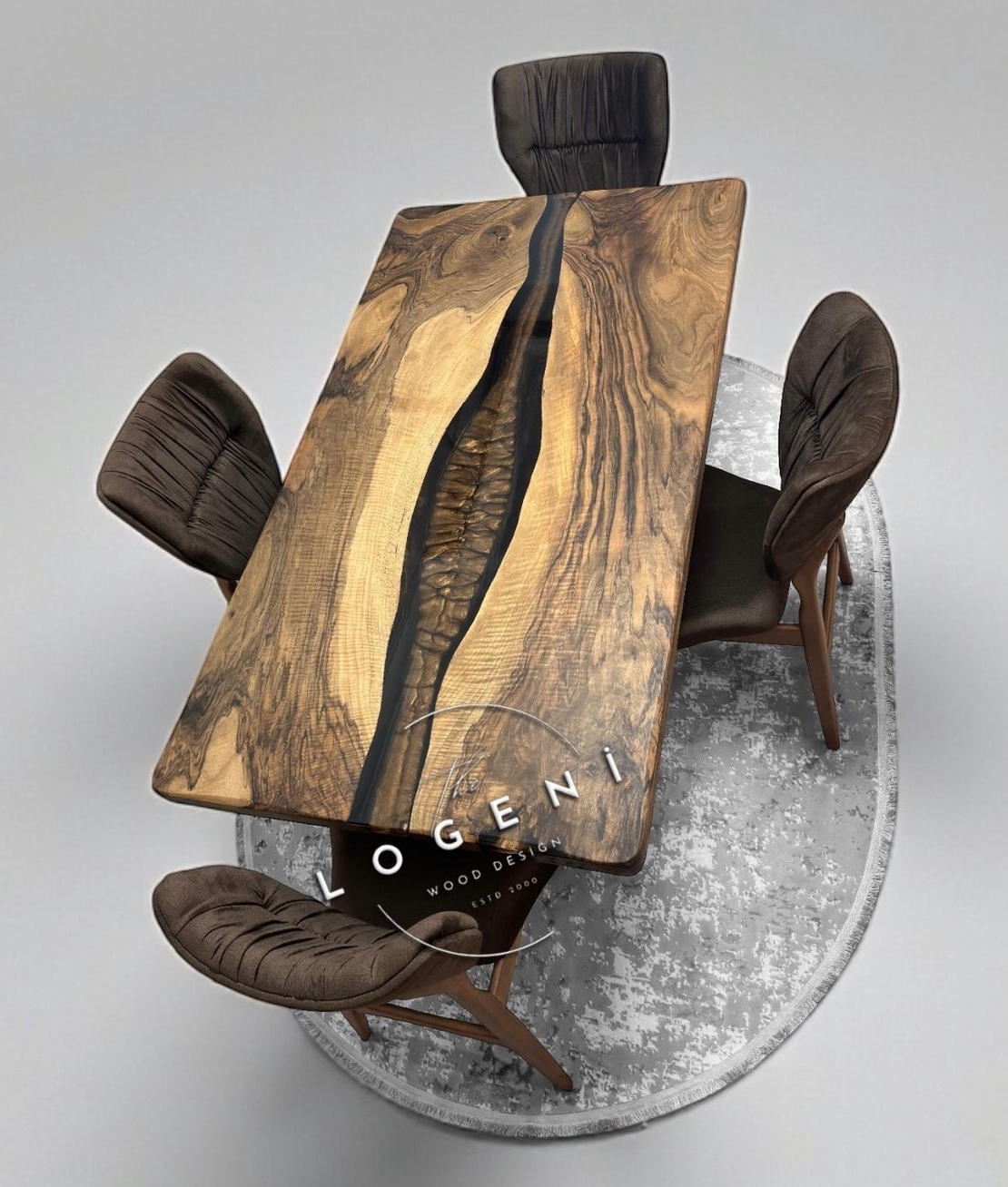 Кафяво пигментиран плот с прозрачен епоксид