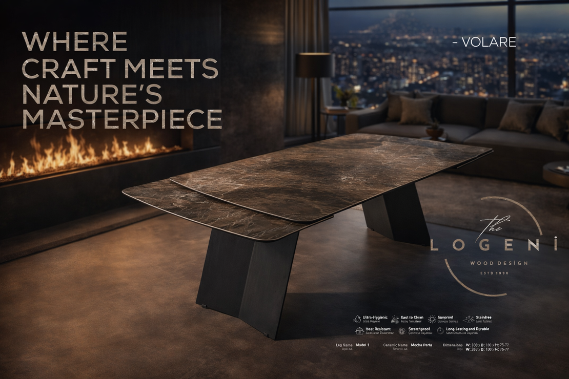 VOLARE – дизайнерска маса с керамичен плот