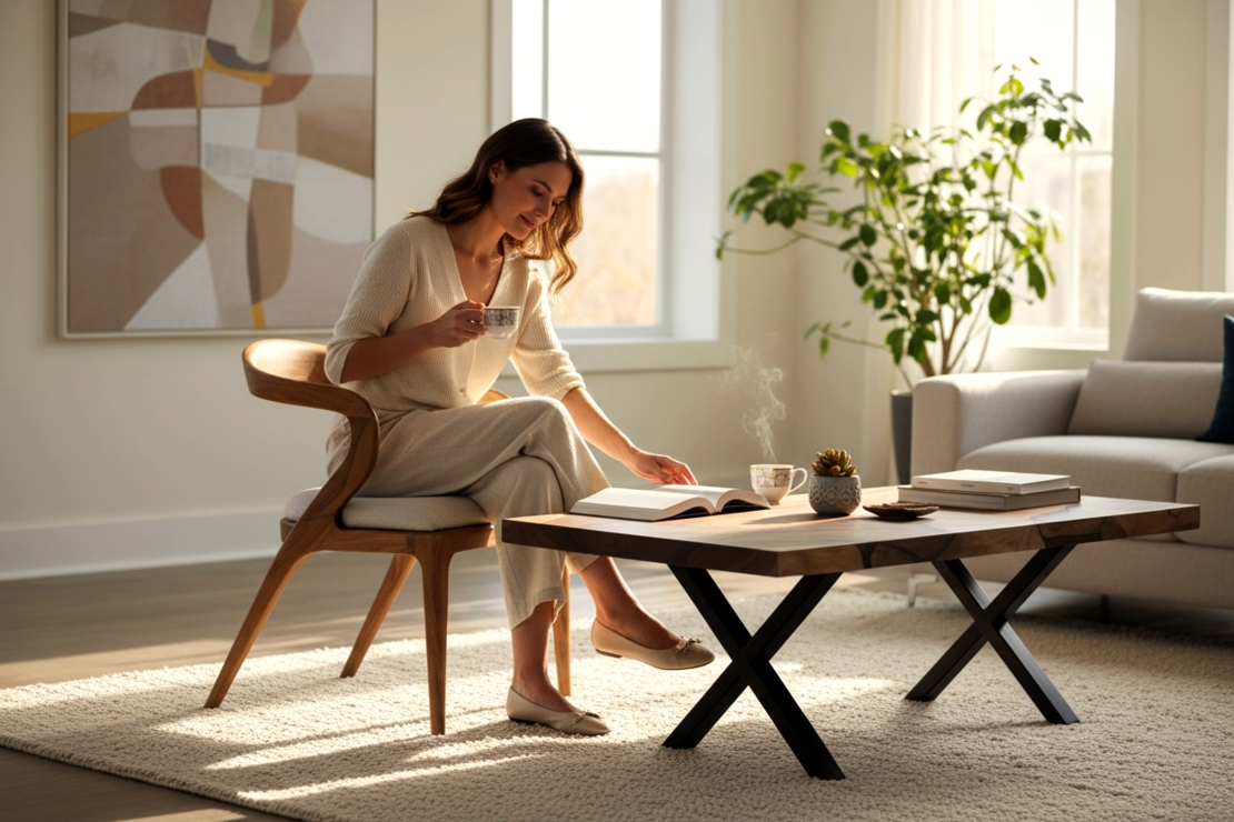 Луксозна холна маса от орех с епоксид – 120×70 см