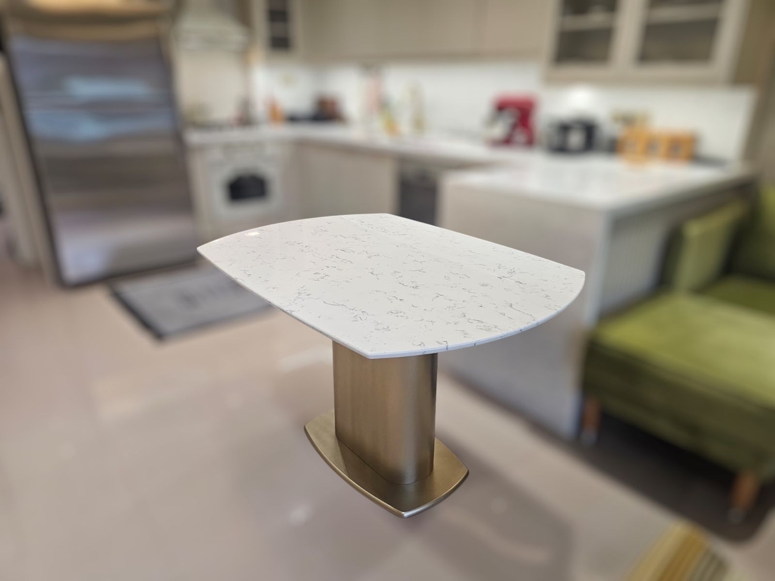 Разтегателна трапезна маса 90/120 → 190 см с мраморен плот