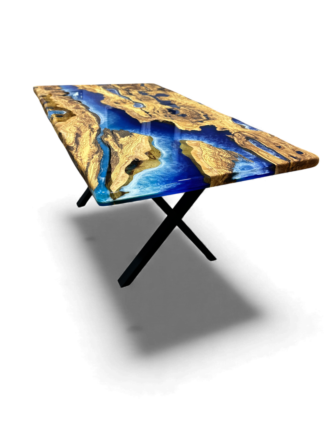 Ръчно изработена епоксидна маса с морски ефект – Ocean River Blue