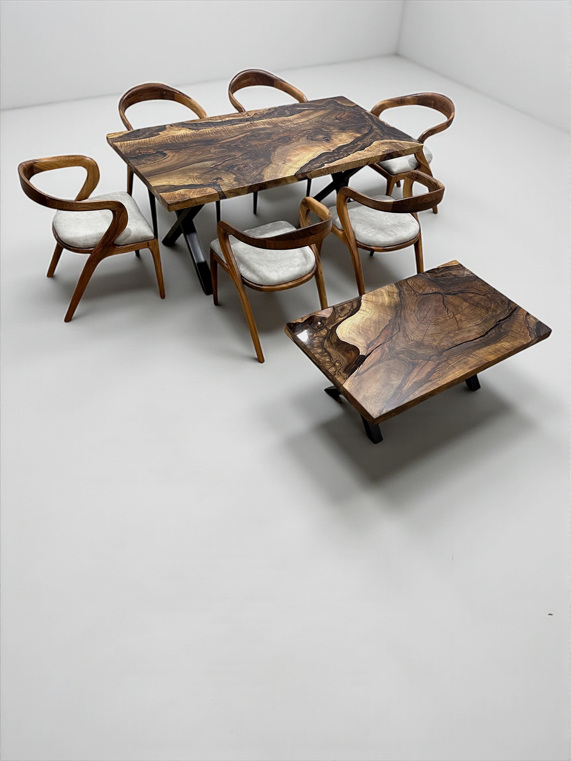 Луксозна орехова маса с епоксид – 180×90 см