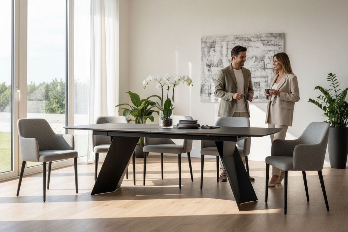 VOLARE – дизайнерска маса с керамичен плот