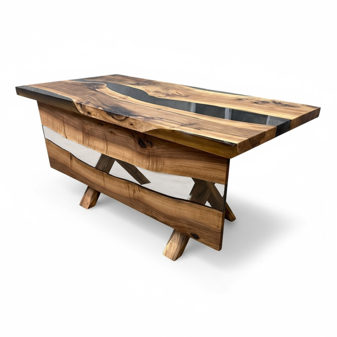 Премиум офис маса от орех и епоксидна смола – 160×80 см