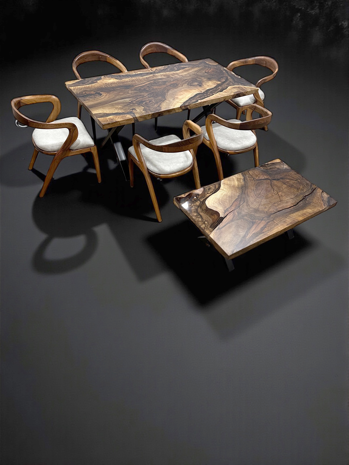 Луксозна орехова маса с епоксид – 180×90 см