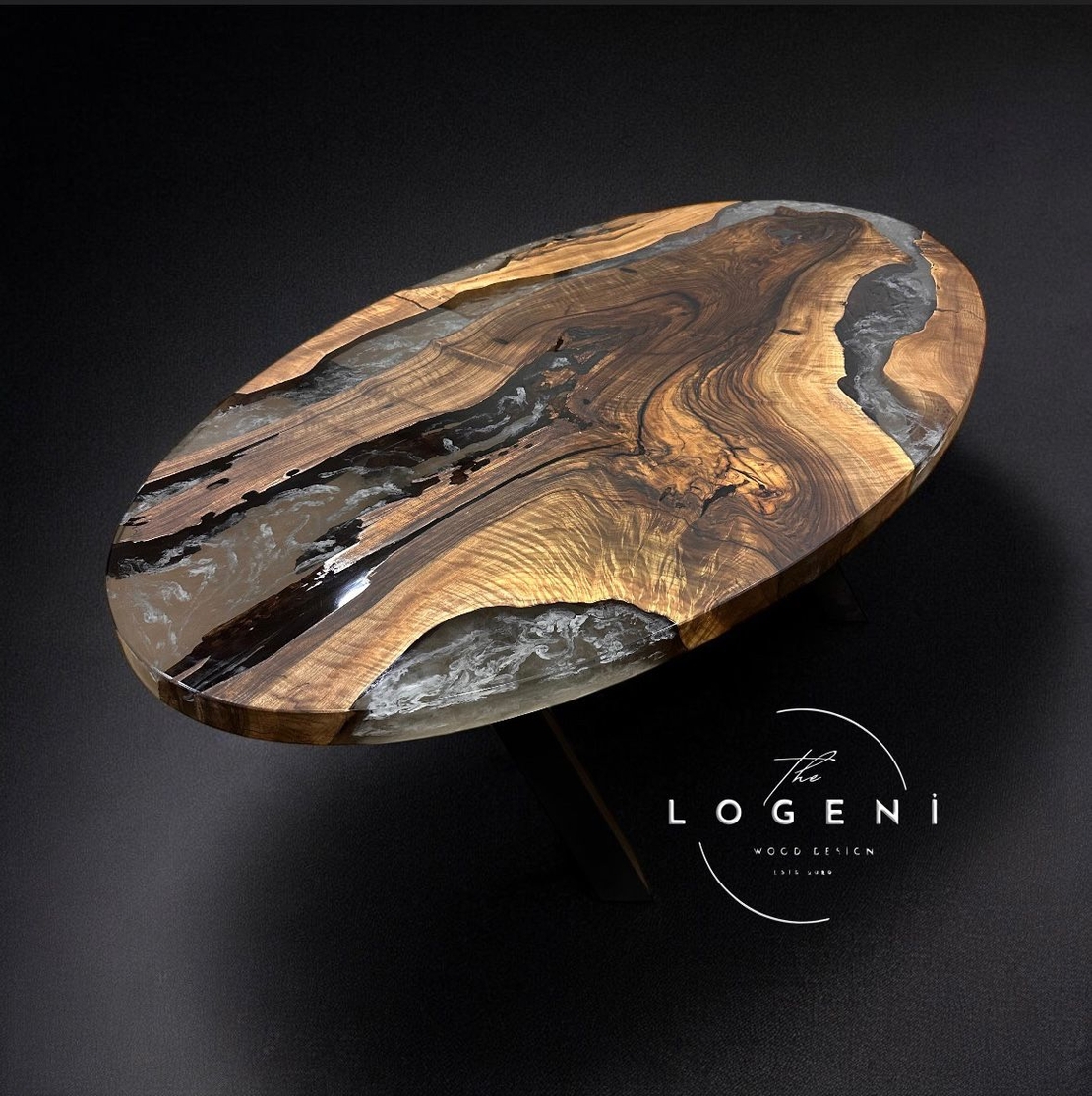 Епоксидна маса от масивно дърво – Oval | LogeniWood
