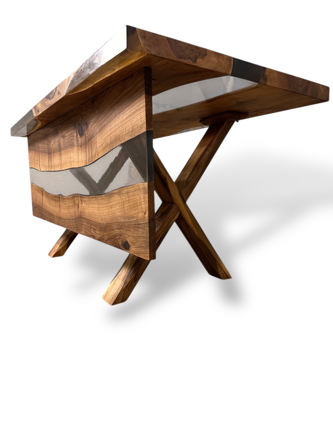 Премиум офис маса от орех и епоксидна смола – 160×80 см