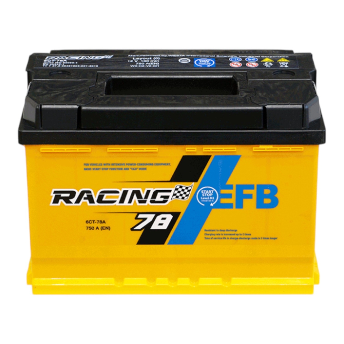 Акумулатор WESTA RACING EFB 78Ah 750A 12V, десен плюс