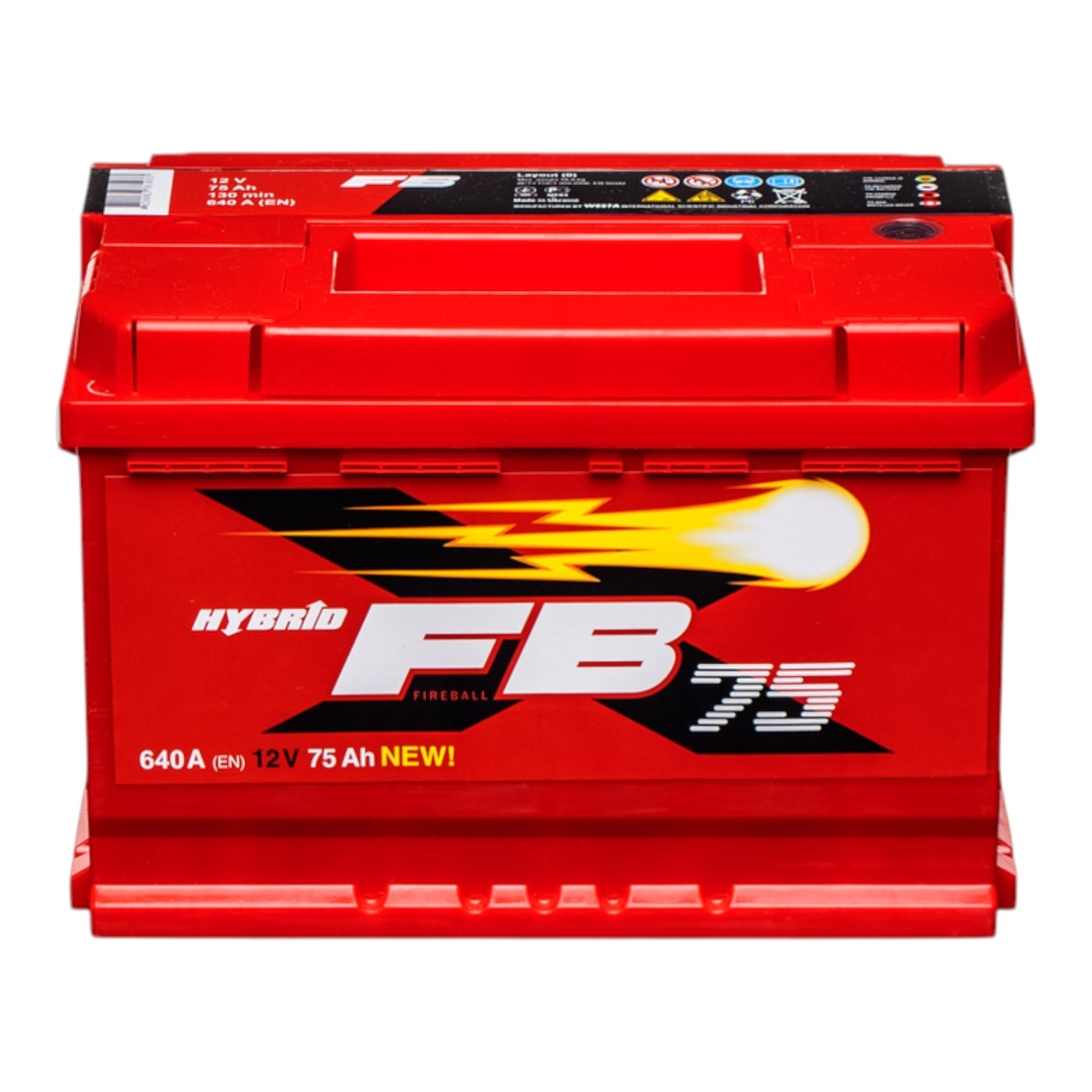 Акумулатор WESTA FireBall FB 75Ah 640A 12V, десен плюс